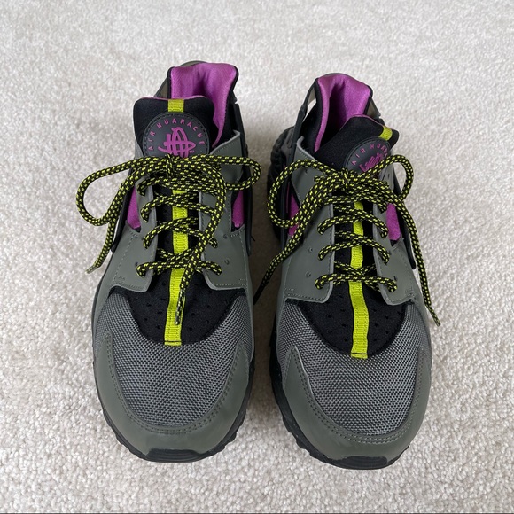 Nike air huarache run su river rock bright cactus black grey purple - Picture 10 of 13